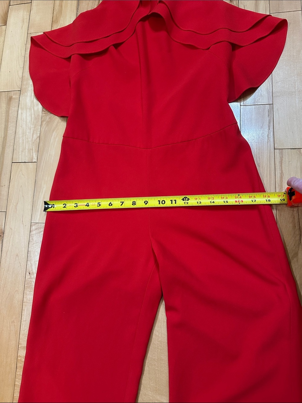 INTERMIX Red Ruffle Halter Jumpsuit - Picture 6 of 9